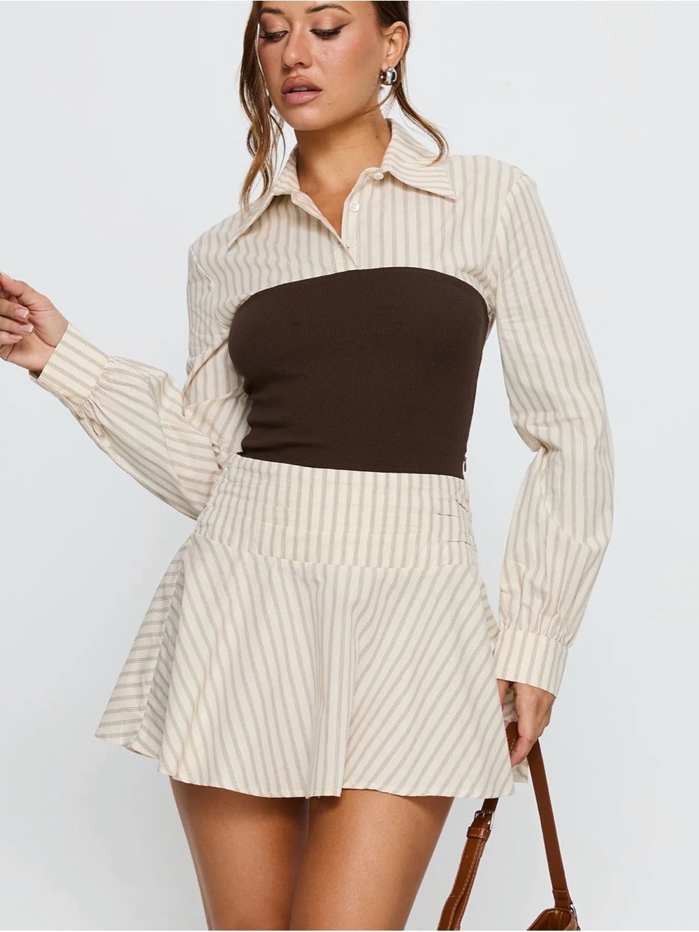 Belva Long Sleeve Corset Shirt Mini Dress
